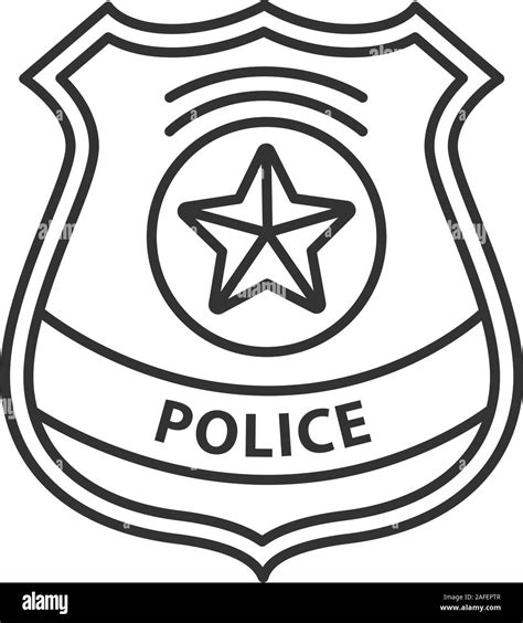 Police Badge Line Drawings Police Badge Outline Vector Icon Thin Line
