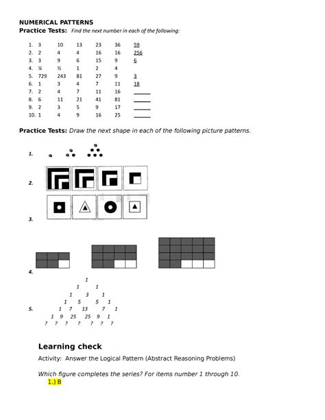 Image result for numerical patterns examples