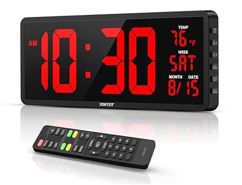 YORTOT 16" Large Digital Wall Clock with Timer & 7 Colors Light, Big ...