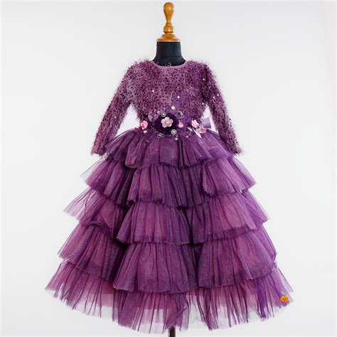 Buy Purple Layered Girls Gown – Mumkins