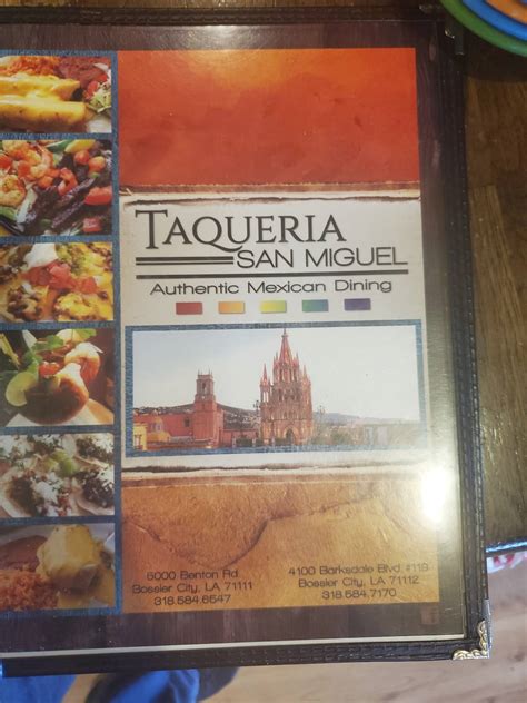 Menu at Taqueria San Miguel - Benton Rd restaurant, Bossier City