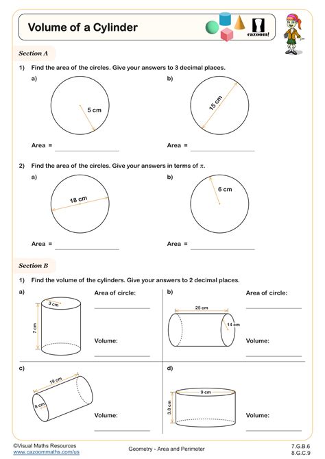 Volume of a Cylinder Worksheet | Fun and Engaging 7th Grade and 8th ...