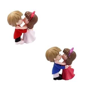 Buy polyresin Couple Kissing Figurine, Small, Red and White, 2 Pc ...