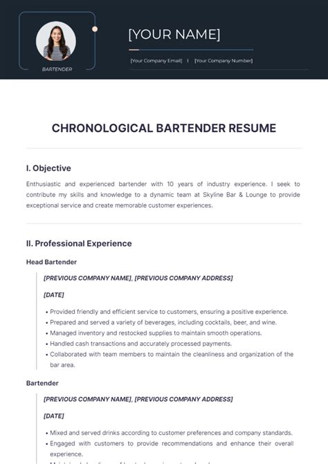 Free Reverse Chronological Resume Format Template to Edit Online
