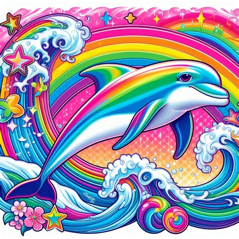 Lisa Frank Delfines Intrincadamente Hermosos Colores De Arco Iris De