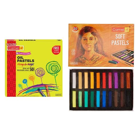 Camel Camlin Kokuyo Oil Pastel (50 Shades) 20-Shade Soft Pastel Set ...