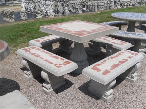 Concrete Patio Table With Benches at Hayden Cutlack blog
