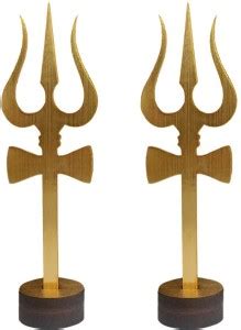 Divya Mantra Sri Shiva Trishul (Trident) Damru with Wooden Stand Yantra ...