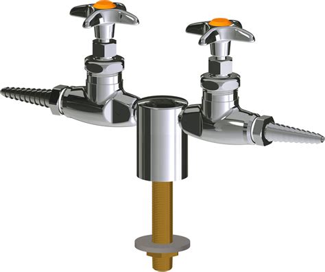 Deck-mounted laboratory turret with two valves at 180° | Chicago Faucets