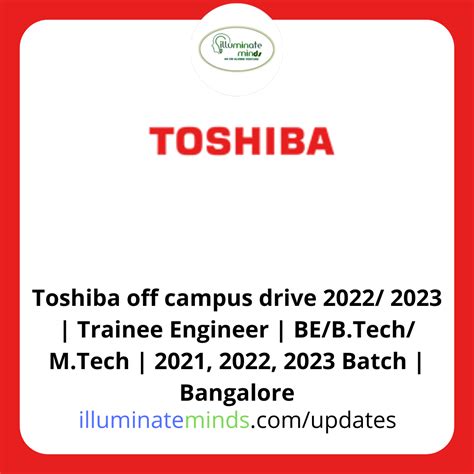 Toshiba off campus drive 2022/ 2023 | Trainee Engineer | BE/B.Tech/ M ...