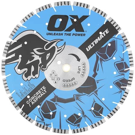 Ox Tools Ultimate Concrete/Asphalt 24'' Diamond Blade 12mm with 15mm ...