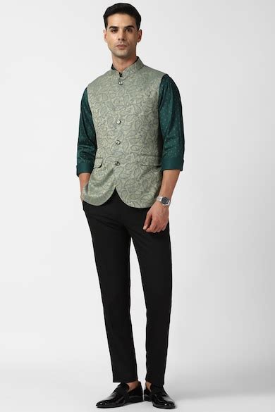 Buy Men Olive Print Nehru Jacket Online - 906736 | Peter England