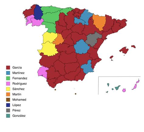 Most common surname in every Spanish province : r/MapPorn
