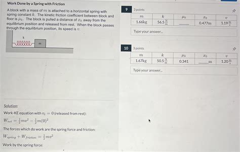 Image result for Spring Force Max Speed of Block with Friction
