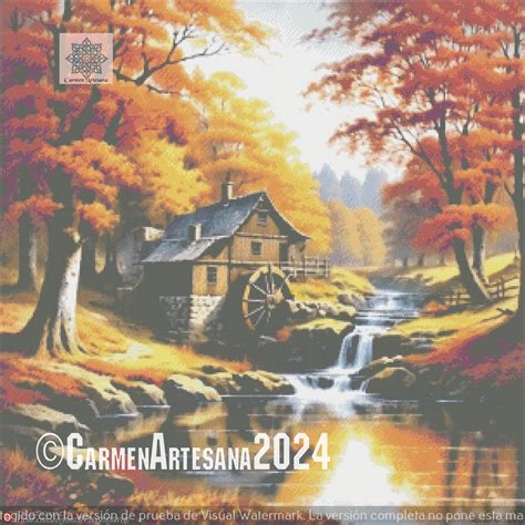 MOLINO DE AGUA. Grafico para punto de cruz en PDF, - Artesanum