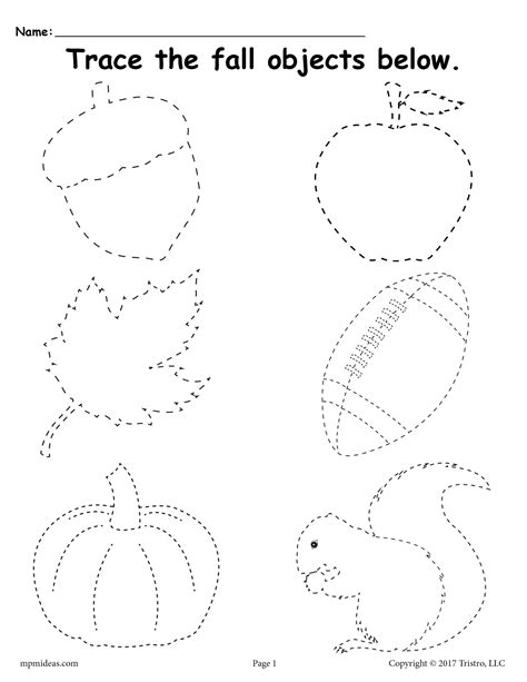 FREE Printable Fall Tracing Worksheet! | Tracing worksheets, Tracing worksheets preschool ...
