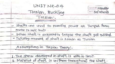 UNIT 4 - Torsion and Buckling in Mechanical Engineering - Studocu