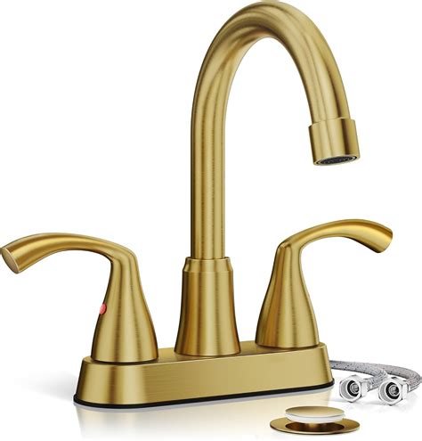 Phiestina Brushed Gold 4 Inch Centerset 2 or 3 Holes Bathroom Sink ...