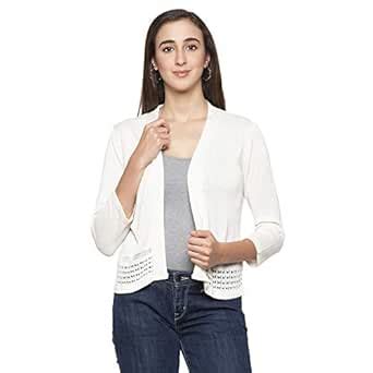 Buy Globus Women White Self Design Shrug at Amazon.in