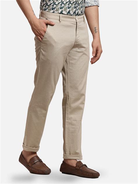Parx Men Khaki Low Rise Tapered Fit Printed Trouser – MyRaymond