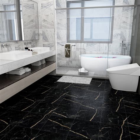 Black Marble Vinyl Flooring Tiles – CHIHUT