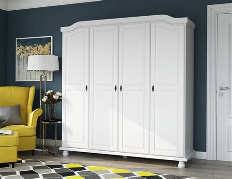 Palace Imports 100% Solid Wood Kyle 4-Door Wardrobe Armoire with India ...