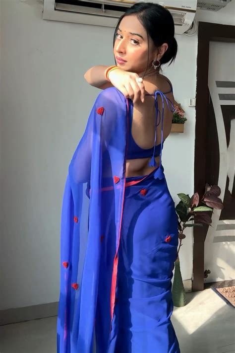 Whimsical 1-Minute Ready To Wear Blue Georgette Saree – thelotusfab