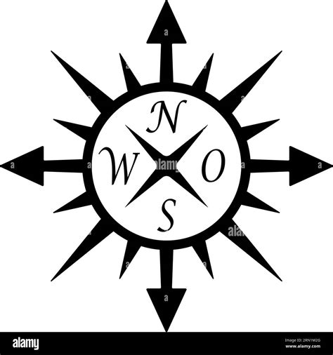 Compass rose abstract vector with four directions and German east ...
