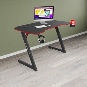 SAVYA HOME L Shaped Wooden Desk, with Cup Holder, Headphone Hook ...