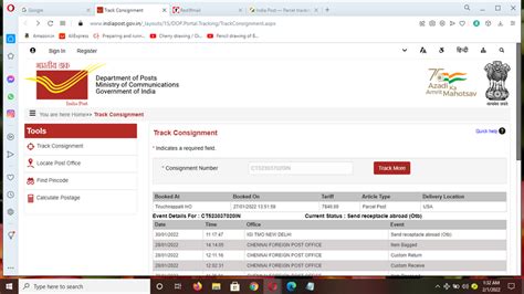 India Post — Parcel tracking details wanted