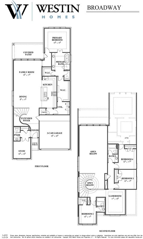 Westin Homes Austin - The Broadway Floor Plan 40' Homesite