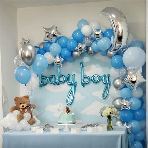 Welcome Baby Boy Foil & Balloon Decorations Blue Theme - Book My Decoration
