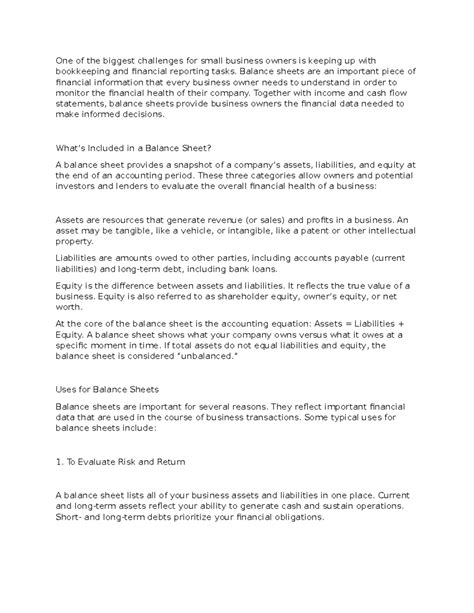 Balance Sheet - Importance, Examples, Components & Features - One of the biggest challenges for ...