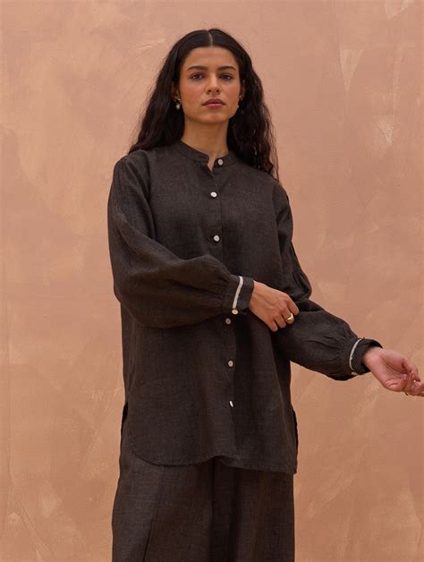 Enzo Linen Shirt - Charcoal – Manan