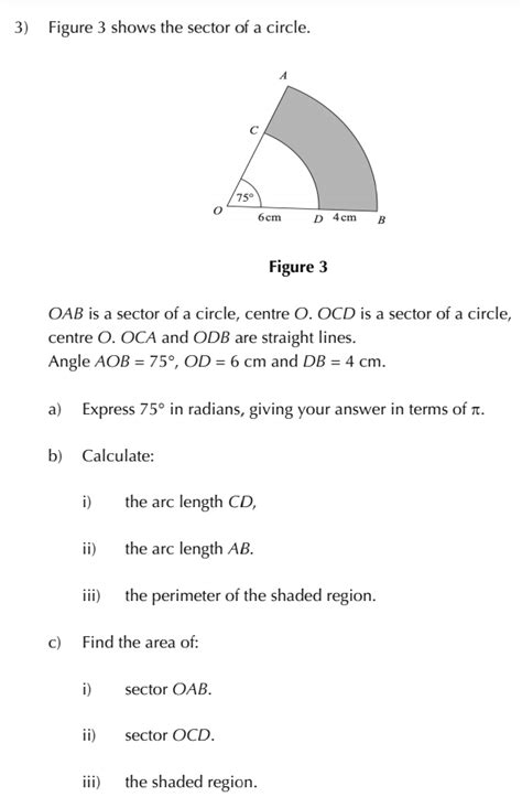 Solved: Figure 3 shows the sector of a circle. Figure 3 OAB is a sector ...