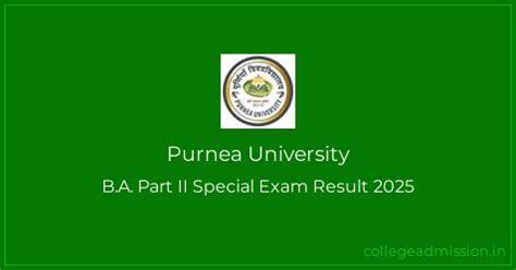 Purnea University: B.A. Part II Special Exam Result 2025 | College ...