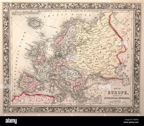 Beautiful vintage hand drawn map illustrations of Europe from old book. Can be used as poster or ...