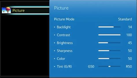 What are the Picture settings available in Samsung H Series TV ...