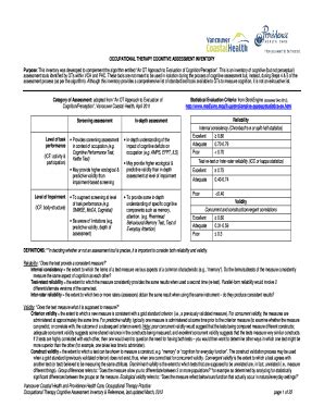 Fillable Online OCCUPATIONAL THERAPY COGNITIVE ASSESSMENT INVENTORY Fax ...