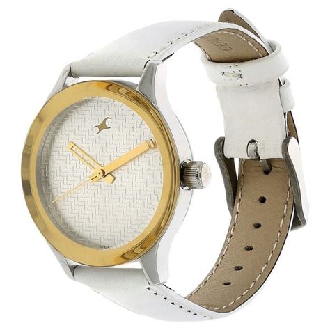 Buy Online Fastrack Quartz Analog Silver Dial Leather Strap Watch for ...