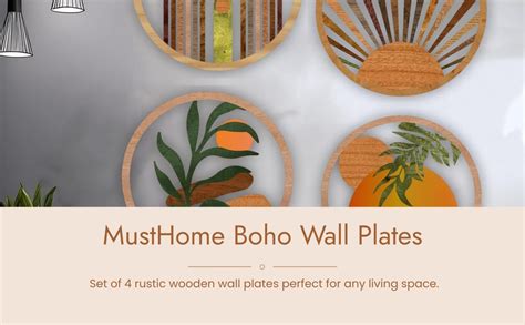 Buy MustHome Wall Plates, Wall Decor Set of 4, Multicolor, Wooden, Wall ...