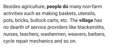 what different type of work do the people in villiage do? what are they ...