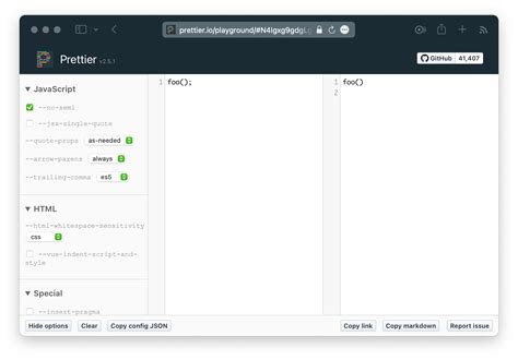 Prettier Config 的图像结果