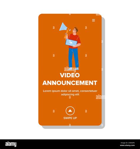 Video Announcement Presenting Manager Boy Vector. Blogger Or Marketer Advertising With ...