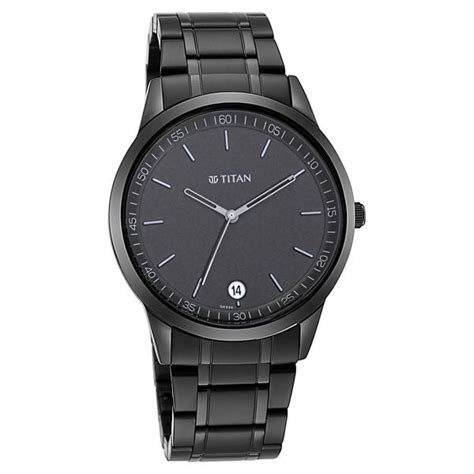 Buy Online Titan Minimals Quartz Analog with Date Black Dial Black ...