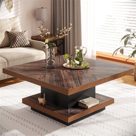 2 Tier Wood Square Coffee Table with Storage for Living Room - Bed Bath ...