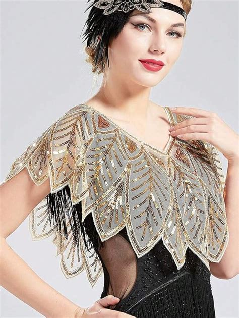 1920s Roaring Twenties Beaded Sequin Shawl, Retro Shawl Short Top For ...