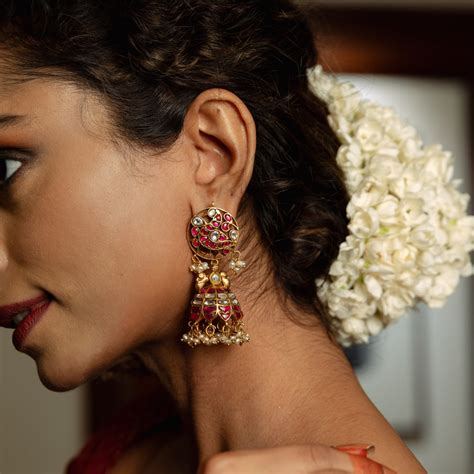 Temple Peacock Jhumka 92.5 Silver Earrings Chennai