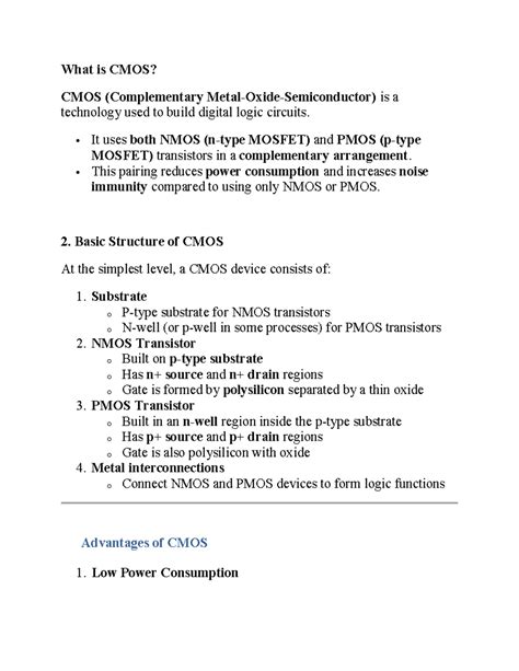 CMOS Technology Overview and Quality Metrics - CMOS 101 - Studocu