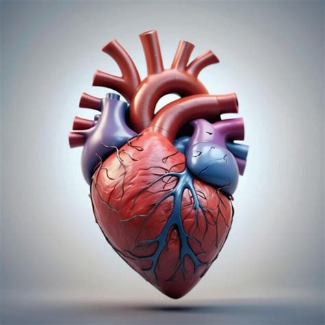 Minimalist pixarstyle central human heart anatomy digital render ...